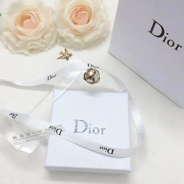 Dior飾品 迪奧經典熱銷款珍珠與鳥復古銅色耳釘耳環  zgd1466